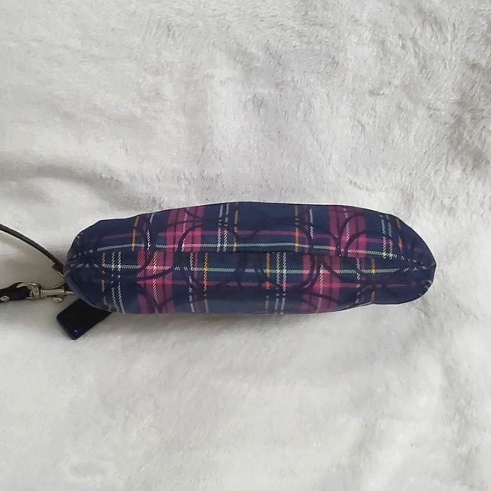 Coach Poppy Signature Tartan Plaid Wristlet